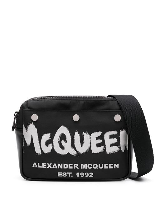 black leather panel corners logo print Alexander McQueen | 7917721AAS31095